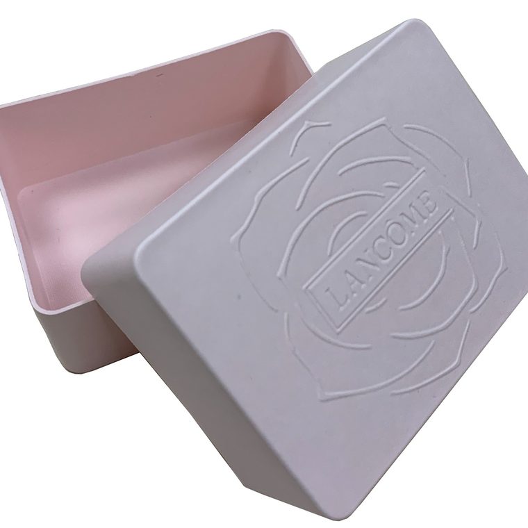 Estuche de fibra moldeada con relieve, acabado rosa